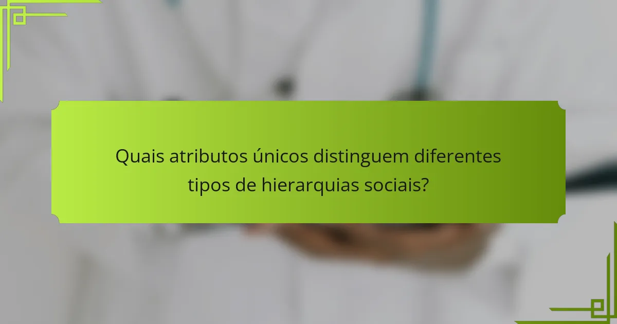 Quais atributos únicos distinguem diferentes tipos de hierarquias sociais?