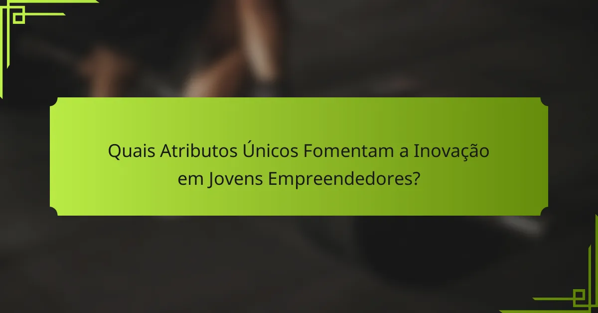 Quais Atributos Únicos Fomentam a Inovação em Jovens Empreendedores?